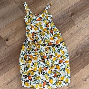 Lemon-Print Midi Sundress in White and Yellow